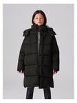 smALLSAINTS All Saints Longline Padded Coat - Black, Black, Size Age: 8-9 Years