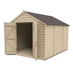 Forest Garden Overlap Pressure Treated 10 x 8 Apex Shed, Double Door, No Windows