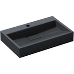 Lavabo Suspendu avec Bonde Vasque à Poser Rectangulaire Colossum19 Gris Noir Anthracite Mat 60cm x 38cm x 11cm - Gris Noir Anthracite Mat - Sogood