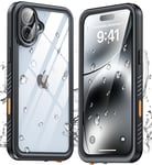 ANTSHARE for iPhone 16 Plus Case, IP68 Waterproof Shockproof Case 16 Plus with [Built-in Screen/Camera Protector], 360 Full Body Sealed Protective Front and Back Cover for iPhone 16 Plus - Black