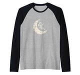 Man swinging on the moon design Raglan Baseball Tee