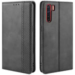 HualuBro OPPO A91 Case, Retro PU Leather Full Body Shockproof Wallet Flip Case Cover with Card Slot Holder and Magnetic Closure for OPPO A91 Phone Case (Black)