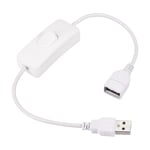 Câble USB avec interrupteur marche/arrêt, rallonge USB mâle vers femelle 34 cm, blanc, pour lampe de bureau LED bande