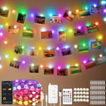 Smart LED Photo Clip String Lights 10M with Remote, Alexa Music Sync WiFi Fairy Lights Plug in Works with Echo Google Home for Bedroom, Party, Christmas, Decoration(RGBIC,50Clips), 5V 2A