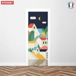 Sticker Porte Village Minimaliste 204 x 73 cm