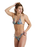 arena Bikini Allover Triangle pour Femme, Haut en Forme de Triangle avec Bonnets Amovibles, Tissu Extensible à Séchage Rapide, Haut et Bas avec Attaches sur les Côtés