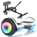 SISIGAD Hoverboard with Seat, 6.5 inch Self Balancing Scooter with Hoverkart, Hoverboards with LED Lights, Best Gift for Kids and Teenagers