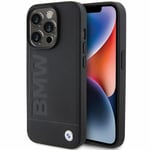 Étui Coque IPHONE 15 Pro BMW Cuir Véritable Noir Logo Métal