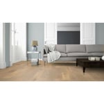 Saint Clair - Parquet chêne Contrecollé chêne brossé verni aspect bois brut rustique 14/3x180x400 à 1085mm (colis = 1,177m2) - Blanchi