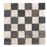 Carrelage de mosaïque/Plaque mosaïque mur et sol en marbre naturel coloris noir et blanc mat- 30 x 30 cm Pegane