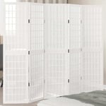 Room Divider 5 Panels White Solid Wood Paulownia vidaXL