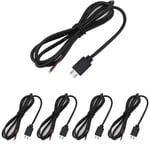 5Pcs micro Queue de cochon USB,22AWG 3A micro USB mâle extrémité ouverte à fil nu à 2 broches,USB rallonge de câble,prise USB soudable,pour les bricoleurs (100cm)