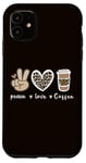 iPhone 11 Cute Leopard Peace Sign Love Coffee Heart For Cafe Lovers Case