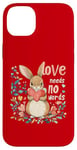 iPhone 14 Plus Love Needs No Words Bunny - Cute Animal Heart Design Case