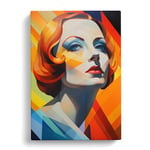 Woman with Red Hair Hard Edge Painting Art Canvas Print for Living Room Bedroom Home Office Décor, Wall Art Picture Ready to Hang, 30x20 Inch (76x50 cm)