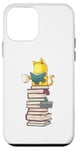 Coque pour iPhone 12 mini Kawaii Cat Reading Book Stack Cute Bookworm T-shirt graphique