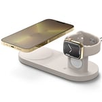 elago MS Charging Hub Duo Watch Compatible avec Chargeur MagSafe, Compatible avec Apple Watch, Station Charge sans Fil Compatible avec iPhone 15, 14, 13, 12 Serie et AirPods Pro 2, 1 & 3 (Stone)