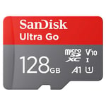 SanDisk 128GB Ultra Go micro SDXC card + SD adapter (For Android Smartphones and Tablets, Memory card up to 150 MB/s, Full HD Video, V10, A1 Faster App Performance, UHS-I, Class 10, U1) For Amazon