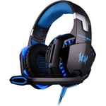 KOTION EACH G2000 st?r?o Salut Fi Gaming Casques avec microphone Lumi?res Game Music Casque pour PC Gamer Bleu