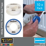 10 x PTFE Threaded Sealing Tape Plumbers Water Tight 12mm x 12m Fittings & Pipes