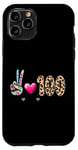 Coque pour iPhone 11 Pro Peace Love 100 Days Of School Cœur léopard