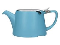 London Pottery Théière ovale avec infuseur pour thé en vrac, grès, bleu satiné, 3 tasses