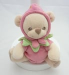 Nature Bearies ours fraise rose en velours grelot 17 cm