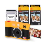 KODAK Mini Shot 2 ERA 4PASS 2-in-1 Instant Camera and Photo Printer (2.1x3.4 inches), Initial 8 Sheets + 60 Sheet Pack Bundle, Yellow