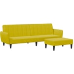 Canapé-lit à 2 places avec repose-pied jaune velours Vidaxl Jaune