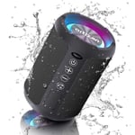 Ortizan Wireless Bluetooth Speaker with Light, Portable Mini Speakers Rich Bass, Bluetooth 5.0 & Built-In Mic, 15 hours Playtime, IPX6 Waterproof Speakers with Dual Pairing, Loud Speaker, Black