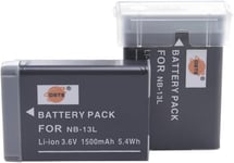 Lot de 2 batteries rechange NB-13L compatibles avec Canon G5X, G7X, G9X, G5X Mark II, G7X G9X II