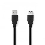 NEDIS Câble USB | USB 3.2 Gen 1 | Fiche USB-A | Connecteur USB-A femelle | 5 Gbps | Nickelé | 1.00 m | Rond | PVC | Bleu | Sac en plastique