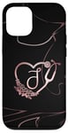 Coque pour iPhone 12/12 Pro J Monogramme Initial Infirmière Docteur Rose Stéthoscope