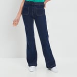 LH - jeans flare ceinturé denim brut femme