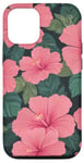 Coque pour iPhone 14 Rose coucher de soleil hawaïen fleur d'été hibiscus