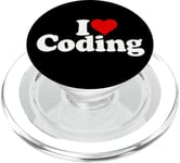 I LOVE HEART CODING COMPUTER PROGRAMMING PopSockets PopGrip for MagSafe