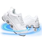 Adjustable Roller Skates for Girls Double-Row Deformation Parkour Shoes for Kids Automatic Walking Shoes Women Invisible Pulley Shoes