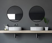 Talos Miroir Mural décoratif Noir Mat Ø 60 cm