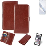 CASE FOR Honor Magic6 BROWN FAUX LEATHER PROTECTION WALLET BOOK FLIP MAGNET POUC