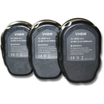 Vhbw - 3x Batteries compatible avec Dewalt DC735KA, DC735KB, DC757KA, DC757KB, DC830KB, DC835KB, DC930KA outil électrique (3000 mAh, NiMH, 14,4 v)