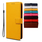 BRAND SET Case for TCL 20 SE Case Wallet Style Faux Leather flip Case with Secure Magnetic Closure Lock and Bracket Function Suitable for TCL 20 SE(Yellow)