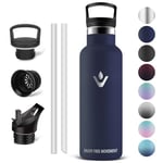 Vikaster Bouteille isotherme - Thermos 500ml, Gourde Avec Paille, Gourdes Sans BPA, Gourde Enfant & Adulte pour Sport, école, Bureau, Gym, Voyage