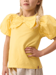 Angel & Rocket Kids' Bow Puff Sleeve Top, Yellow