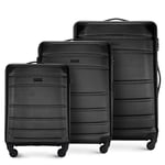 WITTCHEN Valise de Voyage Set de 3 valises Valise à roulettes Bagages à mai en ABS avec 4 roulettes pivotantes Serrure à Combinaison Poignée télescopique Globe Line Noir