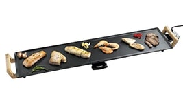 Bestron Plancha électrique, Barbecue electrique XXXL avec revêtement anti-adhésif, Gril de table pouvant jusqu'à 10 personnes,Surface de cuisson extra longue, Asia Lounge, Couleur: noir