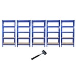 Lot de 5 T-Rax 75 cm & Etabli - Rangement Garage, Atelier, Entrepôt, Usine - Robuste 150Kg par Planche - 100% sans boulons & Facile à Monter [Pieds Moulés INCLUS]