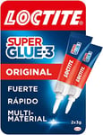 Loctite Super Glue-3 Original Universal Triple Strength Glue, Clear Adhesive, Instant Glue, and Instant Strength, 2x3g