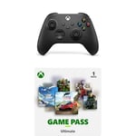 Manette Xbox Noire Sans Fil - Carbon Black + Abonnement Xbox Game Pass Ultimate | 1 Mois