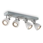 Home Sweet Home Industriel Plafonnier LED spot Vedi | 40/9.5/17.5cm | Béton | 4 lumières | béton et en métal | Dimmable | ampoules LED incl. | GU10 5W 390lm | lumière blanc chaud