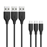 Anker [3 Pack Powerline Micro USB 3ft/0.9m - Charging Cable for Samsung, Nexus,